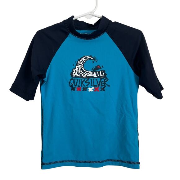 Quiksilver Size 6 Blue Short Sleeve Rash Guard - Picture 1 of 5